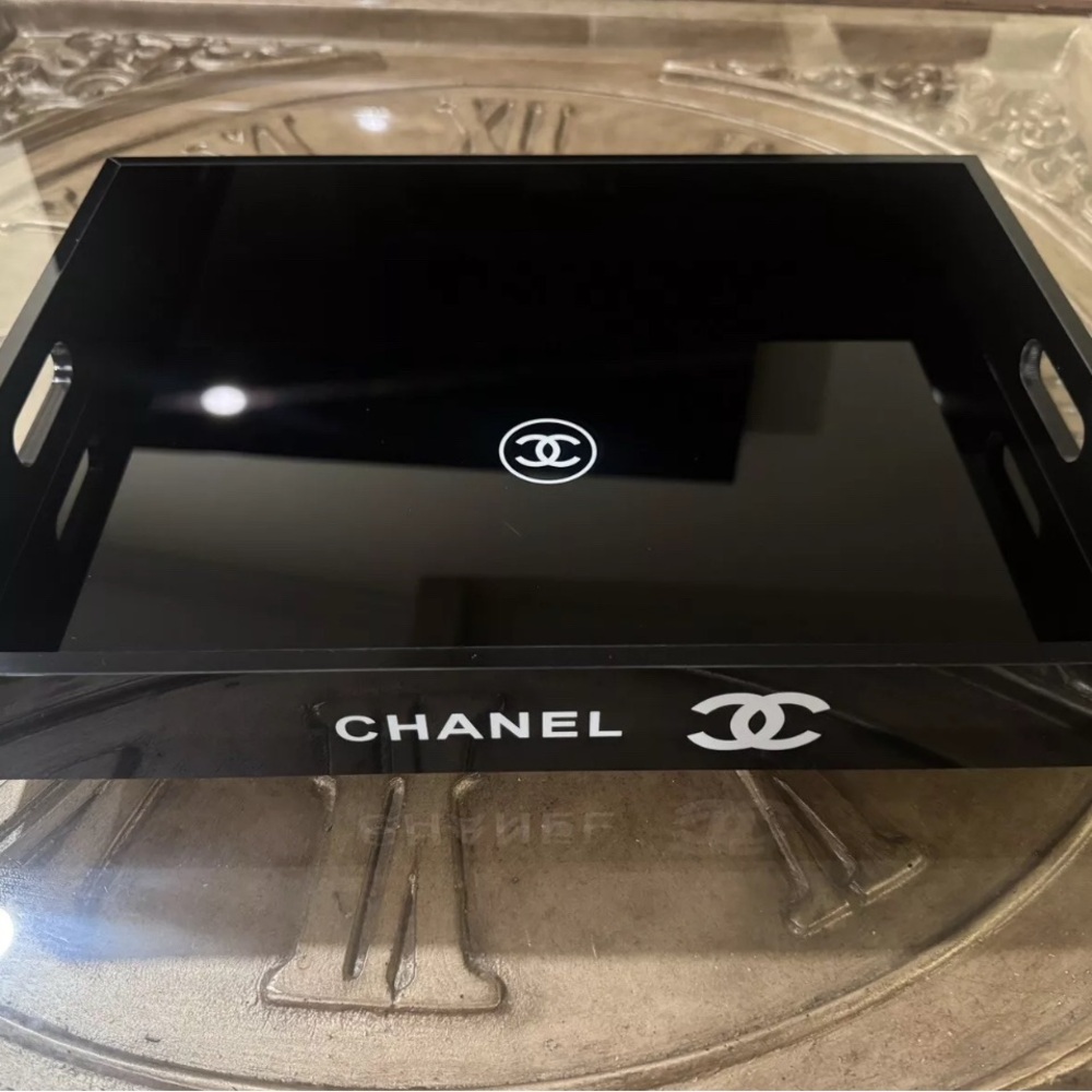 Authentic CHANEL black makeup and jewelry organizer vanity tray